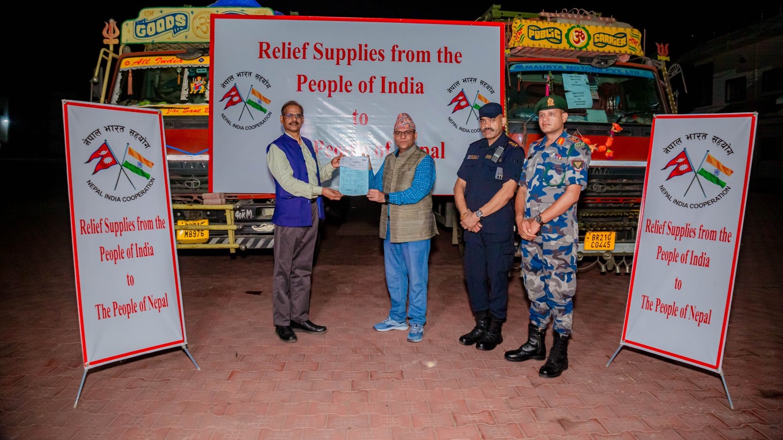 Handing over of Relief Supplies from the People of India to the People of Nepal